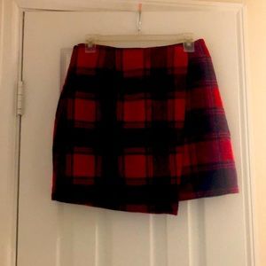 Shein Zip Up Red Plaid Skirt